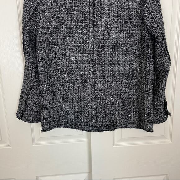 Theory Piazza Noelle Black Tweed Fringe Trim Blazer - Picture 10 of 14